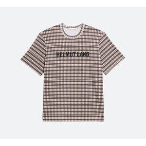 HELMUT LANG Shirt Mens Large Red Black Digital Check Logo Tee T-Shirt $225